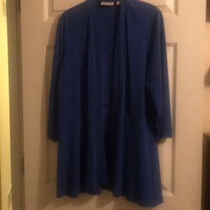 Medium blue 3/4 sleeve liquid knit cardigan